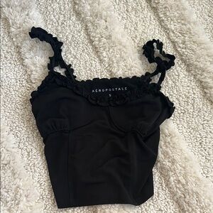 Aeropostale Black Ruffle Crop Top